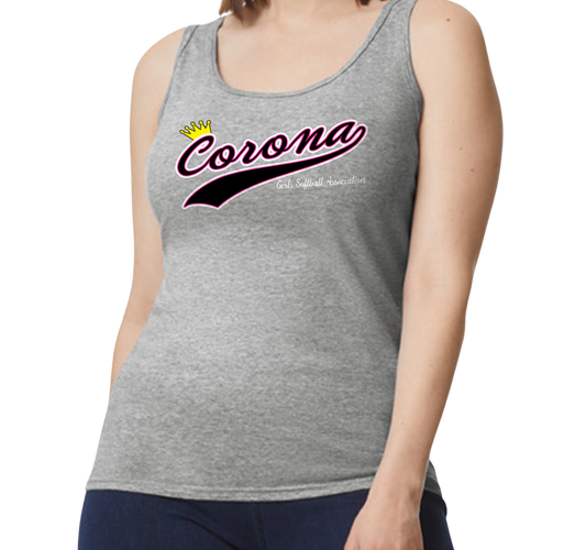 Corona Softball Softstyle Women's Fitted Tank Top - Gray (Style 5)