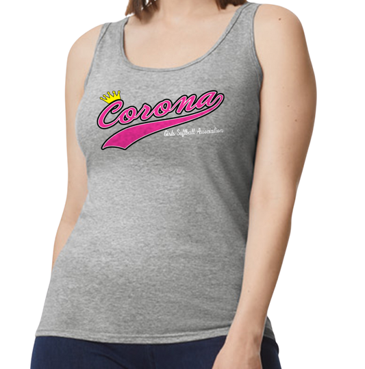 Corona Softball Softstyle Women's Fitted Tank Top - Gray (Style 2)