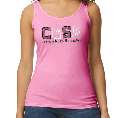 Corona Softball Softstyle Women's Fitted Tank Top - Pink (Style 2)