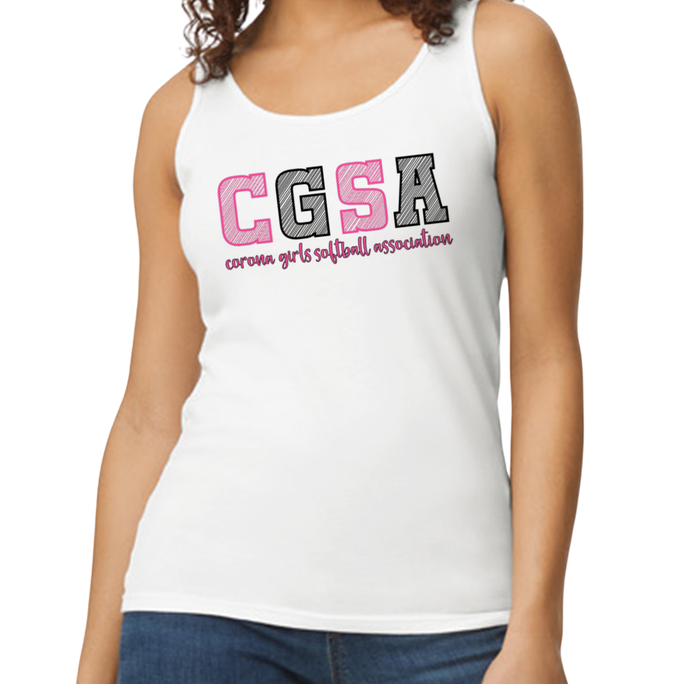 Corona Softball Softstyle Women's Fitted Tank Top - White (Style 2)