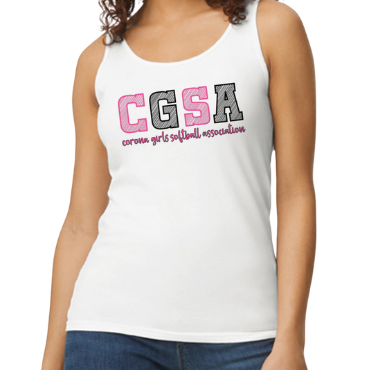 Corona Softball Softstyle Women's Fitted Tank Top - White (Style 2)