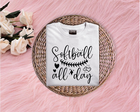 Softball All Day Softstyle T-Shirt (Multiple Colors)